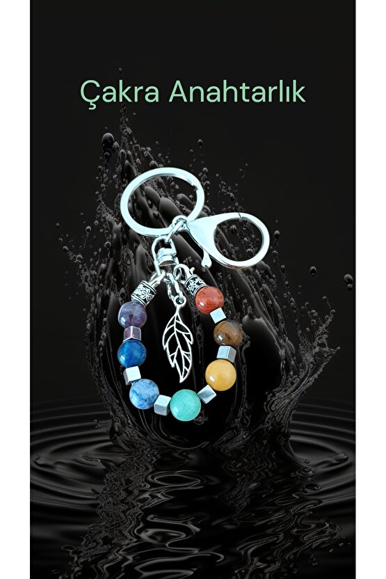 Doğal Taş 7 Çakra Anahtarlik Çagra Dengesi 8mm Doğal Taş