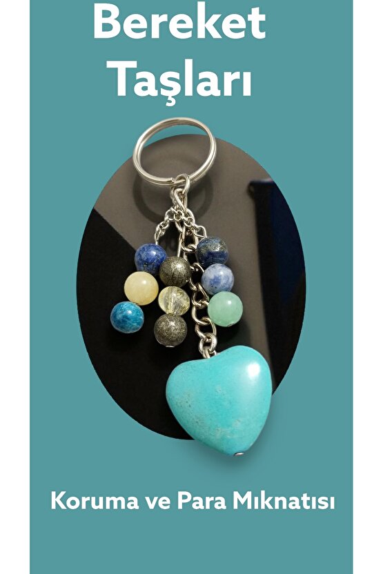 Doğal Taş Anahtarlık Bereket ve Koruma,Sitrin&Pirit para mıknatısı