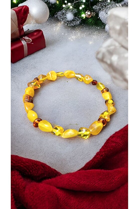 Doğal Taş Damla Kehribar Bileklik