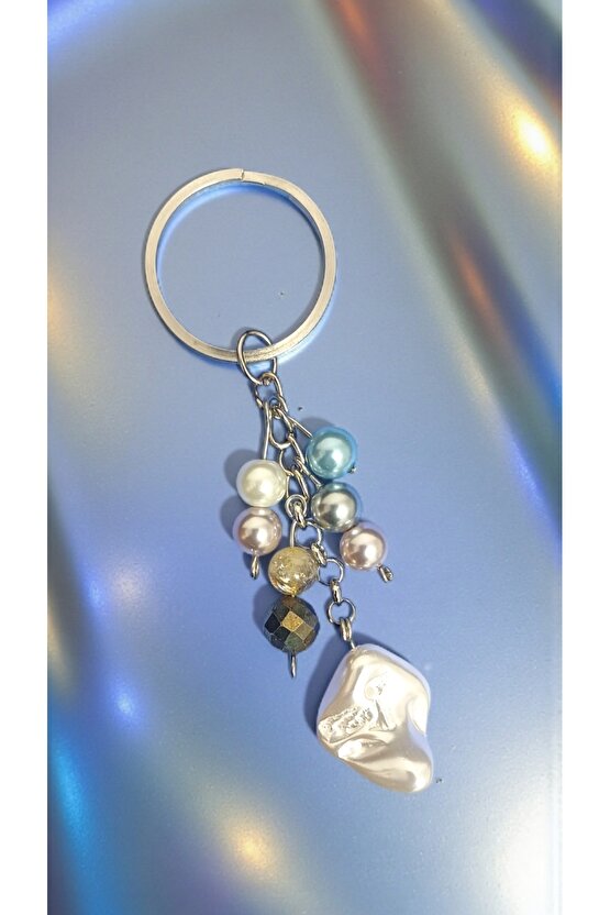 Doğal Taş Anahtarlik Barok İnci Sitrin ve Pirit Para Miknatisi Bolluk ve Bereket  Anahtarlğı