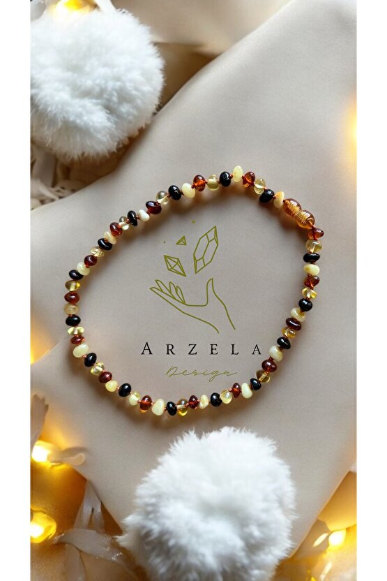 Doğal Taş Kehribar Bebek Kolye