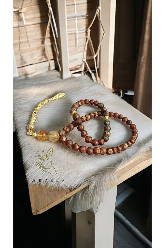 Doğal Taş Tibet Akiği Tesbih Ve Bileklik Ikili Erkek Kadin 8mm