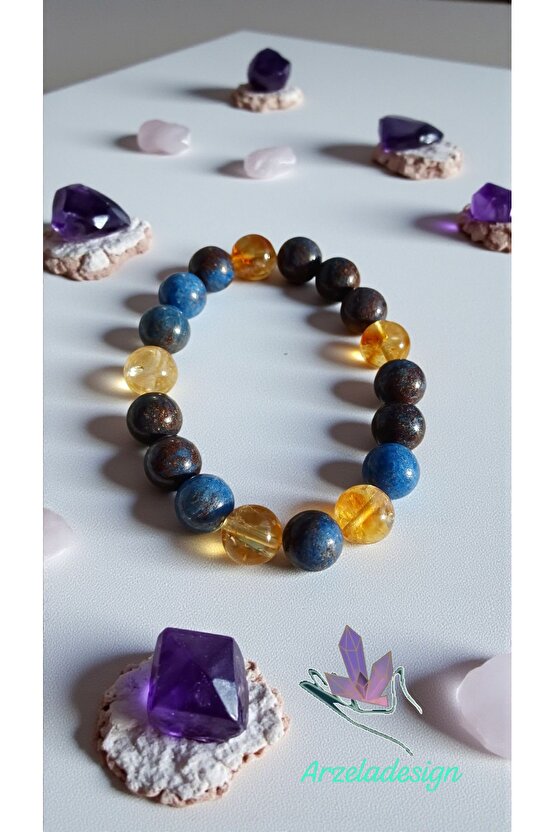 Doğal Taş Özgüven Bilekliği (SİTRİN VE KRİZOKOL SIFASI) 10mm