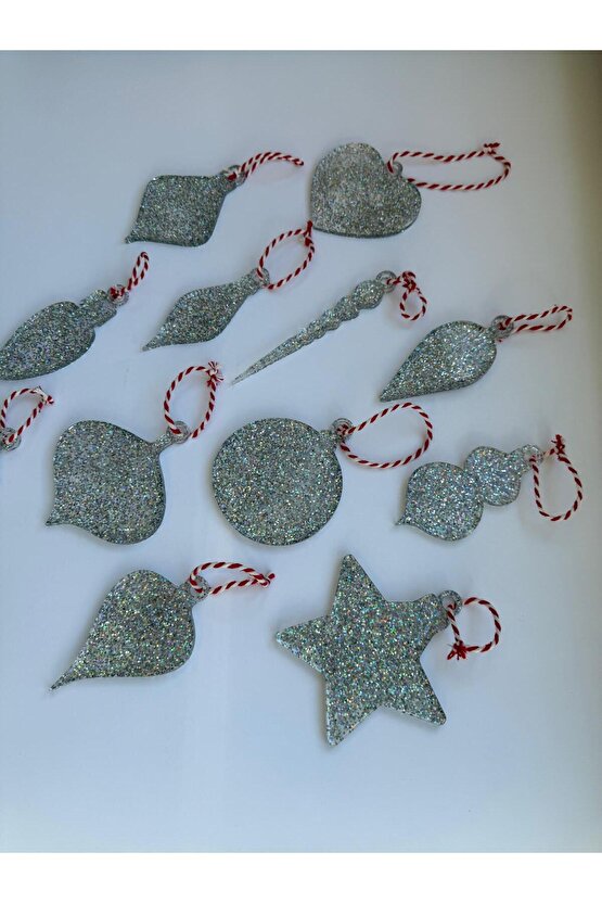 12 Adet epoksi yılbaşı ağacı süsleri