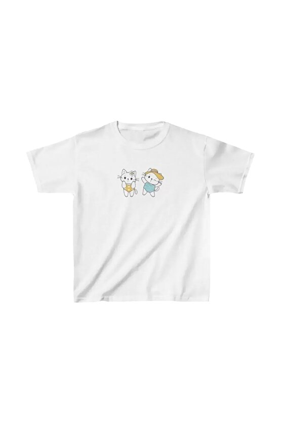 Unisex Çocuk Baskılı T-Shirt - Beyaz