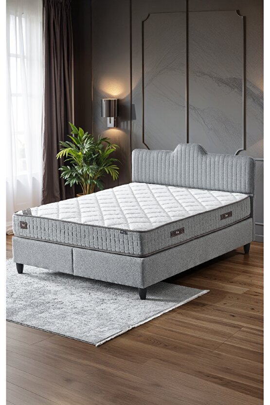 Menekşe Serisi Çift Kişilik Antibakteriyel Full Ortopedik Yataklı Baza ve Başlık Seti 3 lü Set