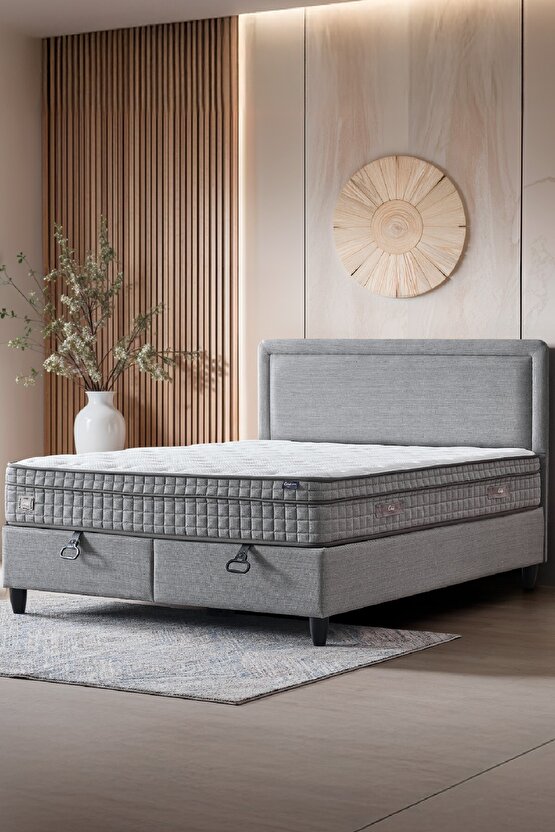 Melisa Çift Kişilik Sandıklı Baza + Full Ortopedik Antibakteriyel Paket Yaylı Visco Yatak + Başlık 3