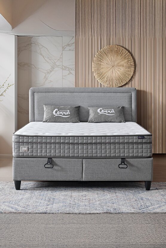 Melisa Çift Kişilik Sandıklı Baza + Full Ortopedik Antibakteriyel Paket Yaylı Visco Yatak + Başlık 3