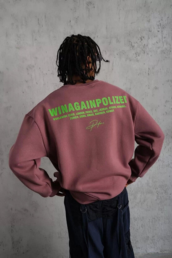 Wınagain Baskılı Sweat - Gül Kurusu