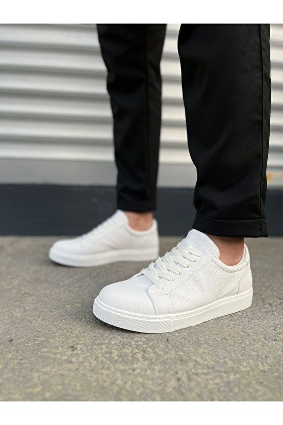 JY165 Elite Bağcıklı Cilt Erkek Günlük Sneaker Ayakkabı CBT - Beyaz