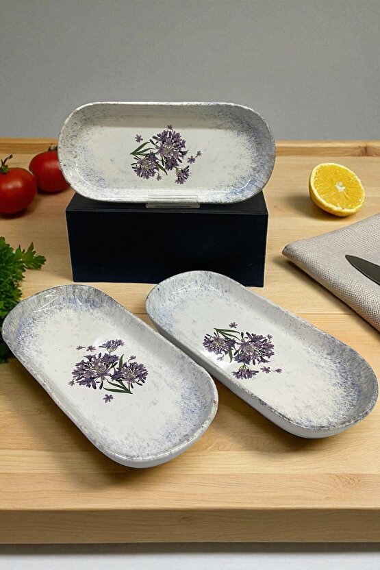 Blue Lily Noyan Kayık Salata Tabağı 26cm 3 Adet