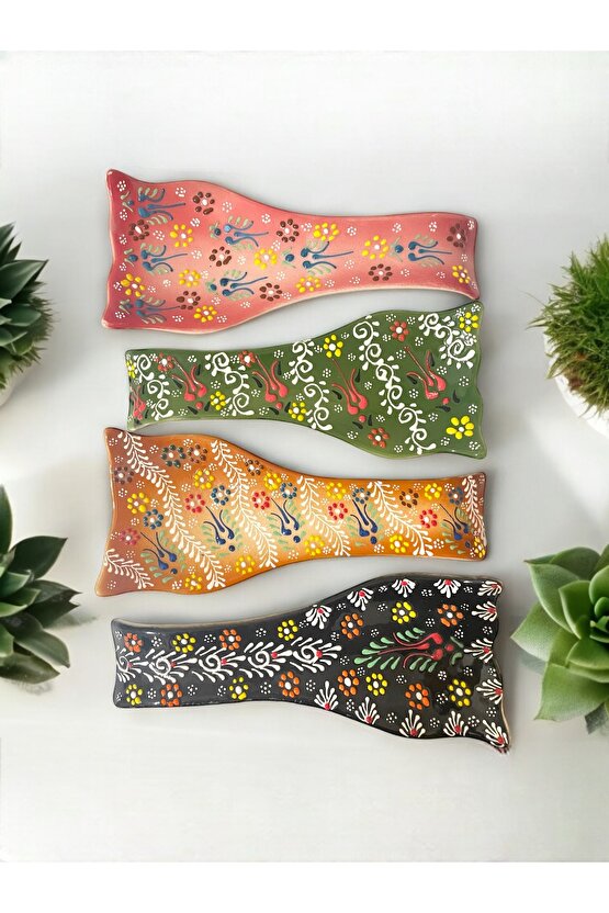 Dekoratif  Tasarım Kirli Kaşık Altlığı, Kaşıklık, Kepçe Altlığı, Çini  Seramik Tamamen El Yapımı