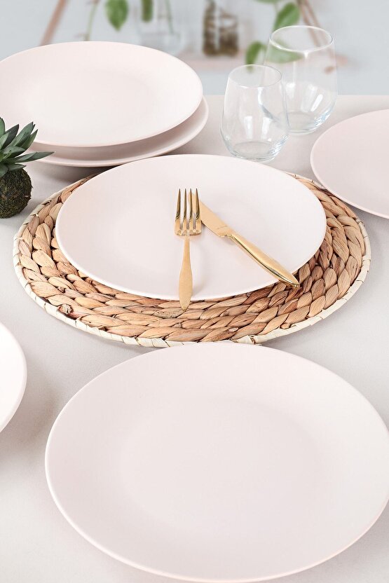 Mat Kırık Beyaz Ege Servis Tabağı 25 Cm 6 Adet