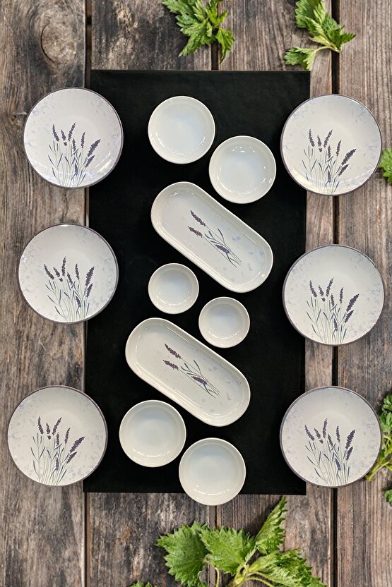 Lavanta 14 Parça 6 Kişilik Kahvaltı Takımı