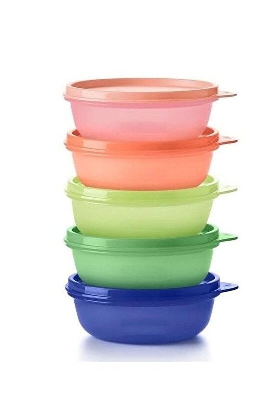 Şeker 300 ml Buzdolabı Saklama Ve Servis Kabı 5 li Set  5 Renk Yeni