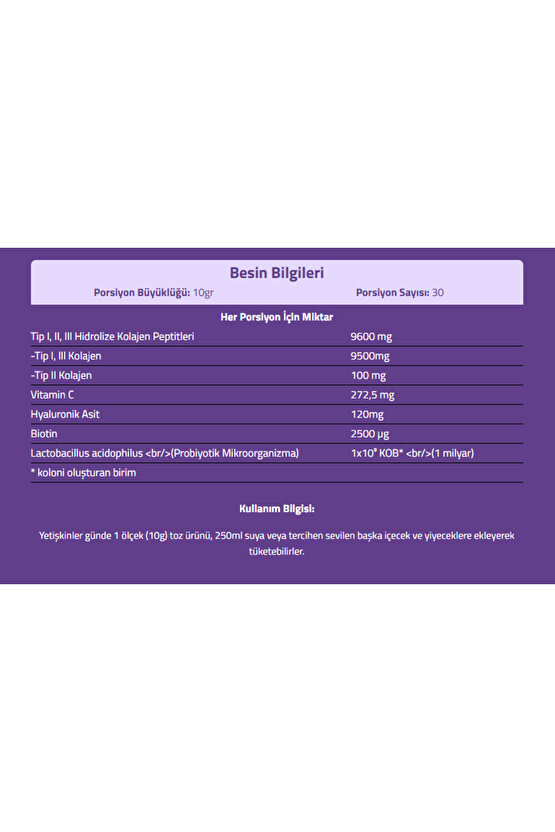 Multiform Toz Aromasız Kolajen- Tip I-II-III, C Vitamini, Biotin, Hyaluronik Asit, Probiyotik | 300g