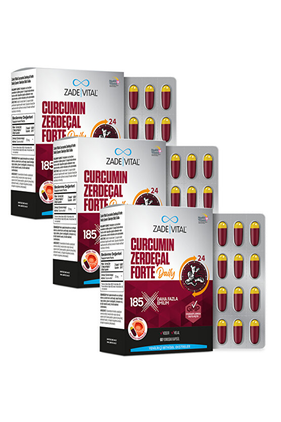 CURCUMIN FORTE DAILY (Standardize Zerdeçal Toprak Altı Gövde ekstresi İçerir) 3 kutu