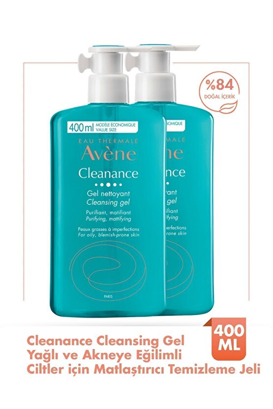 Cleanance Cleansing Gel Yağlı ve Akneye Eğilimli Ciltler İçin Matlaştırıcı Temizleme Jeli 400 ml X 2