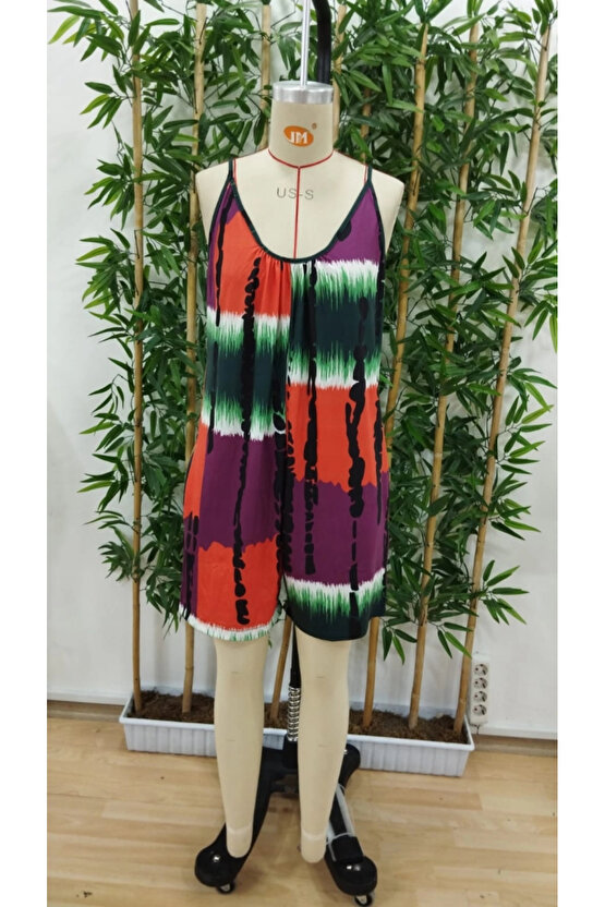 MDB Kadın Ip Askılı Yuvarlak Yaka Cepli Kısa şort Süprem Takım