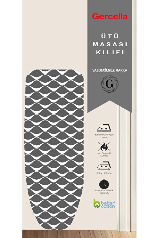 DELTA GREY 54X140 (M SİZE) ÜTÜ MASASI KILIFI BEZİ ÖRTÜSÜ IRONING BOARD COVER