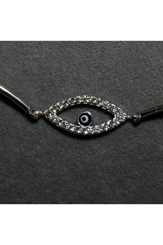Kadın Beyaz Nazar Boncuklu Göz Şarnelli Bileklik