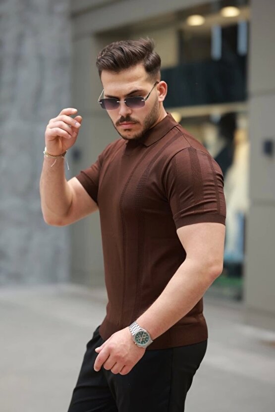 Gökyüzü Moda Erkek Hemşire Yaka Kısa Kollu Tişört