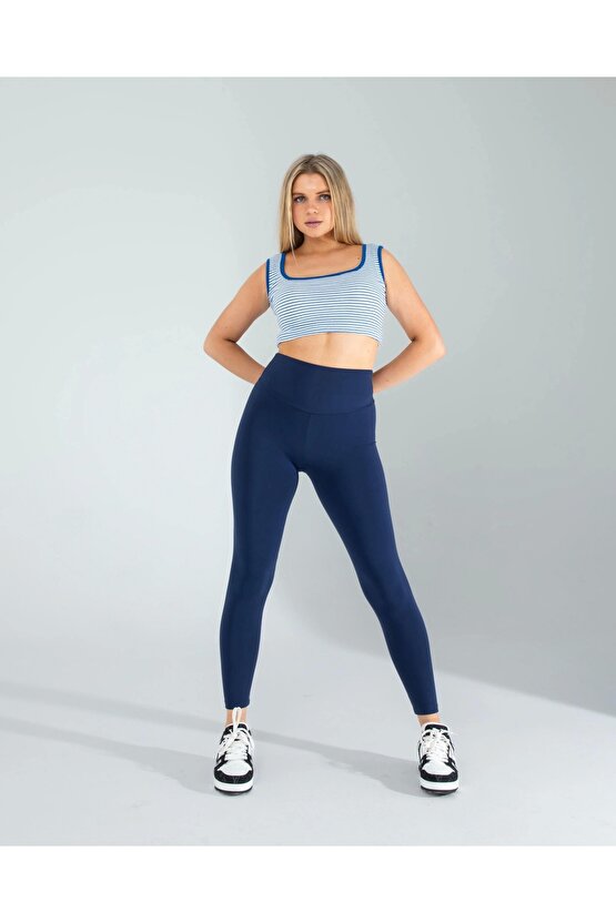 Mavi Çizgili Basic Crop