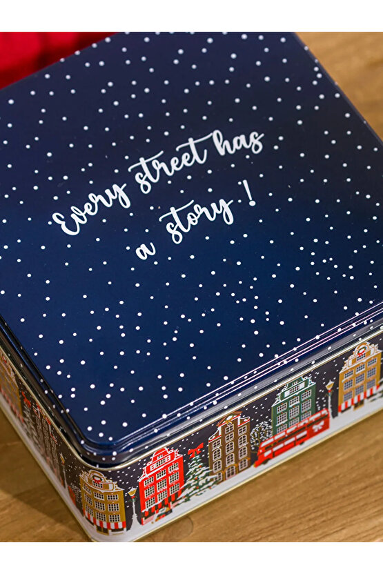 Desenli Metal Saklama Kutusu 17 x 17 x 7,5