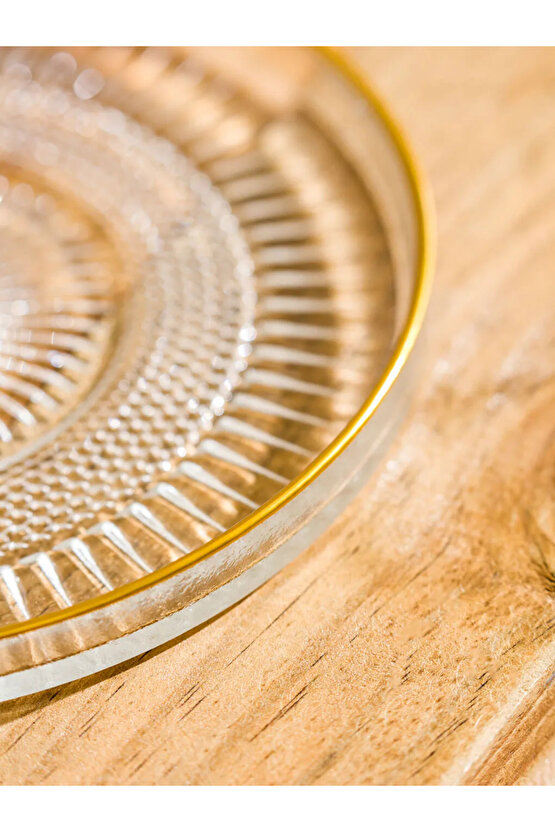 LCW HOME Renksiz Desenli Cam Pasta Tabağı Seti 4lü T T