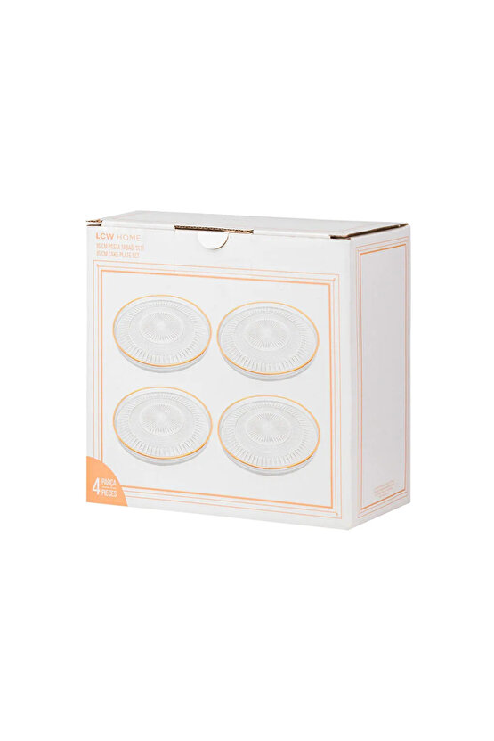 LCW HOME Renksiz Desenli Cam Pasta Tabağı Seti 4lü T T