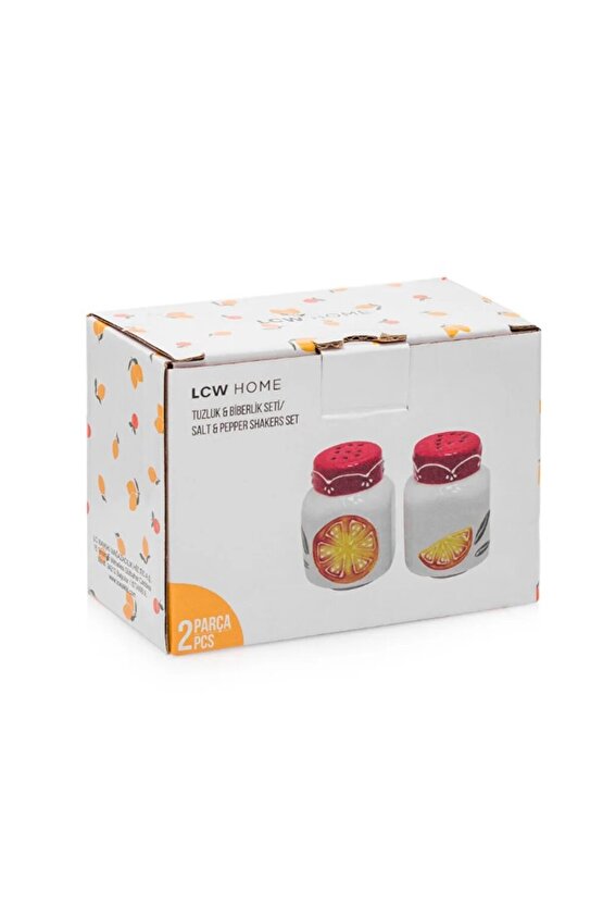 Karışık Baskılı Seramik Tuzluk ve Biberlik Seti