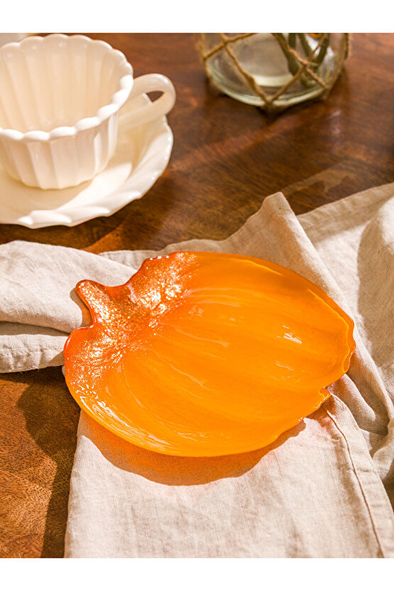 Turuncu Bal Kabağı Figürlü Cam Kase Seti 2li