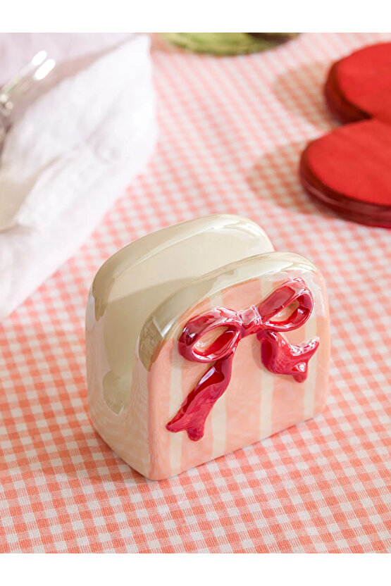 LCW HOME Pembe Fiyonk Detaylı Seramik Peçetelik 10 Cm