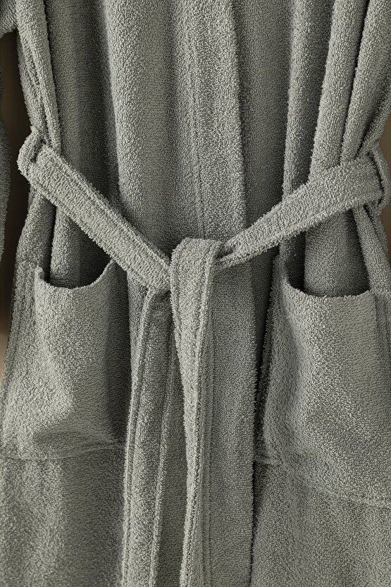 Plain Pamuklu Erkek Bornoz L-xl Koyu Gri