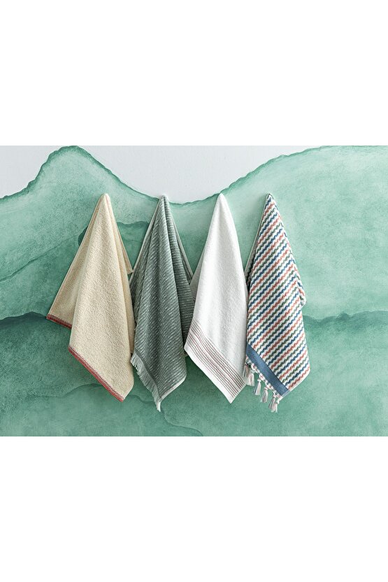 Arıanna Pamuklu Brodeli Yüz Havlusu 50x70 Cm Ekru