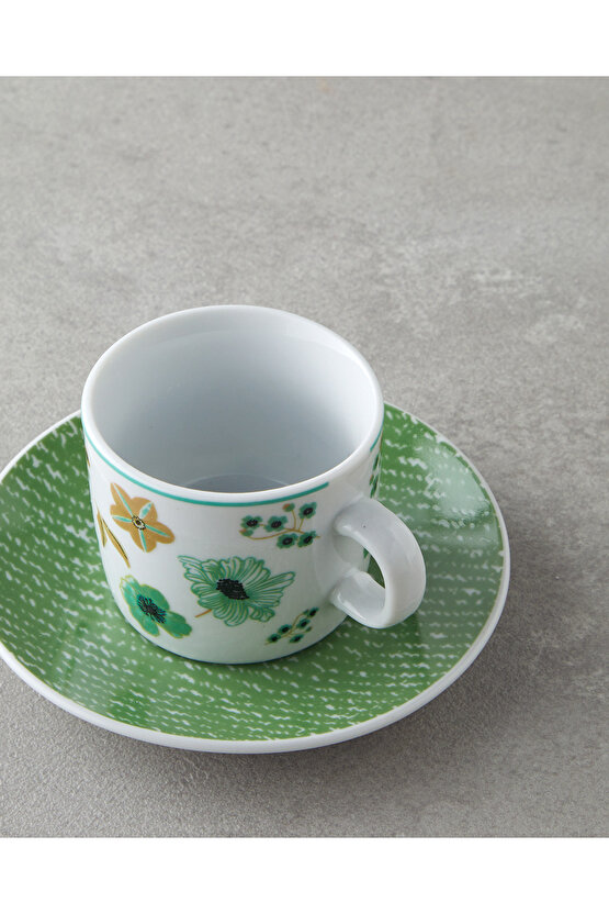 Dewy Porselen 4 Parça 2 Kişilik Kahve Fincan Takımı 80 ml Mavi-yeşil