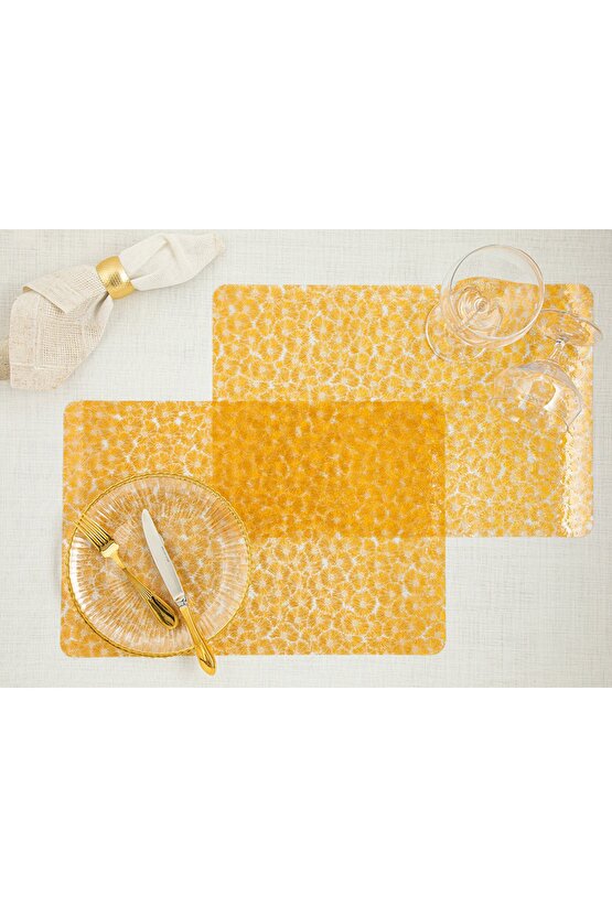 Golden Flower Pvc 2li Amerikan Servis 30x45 Cm Gold