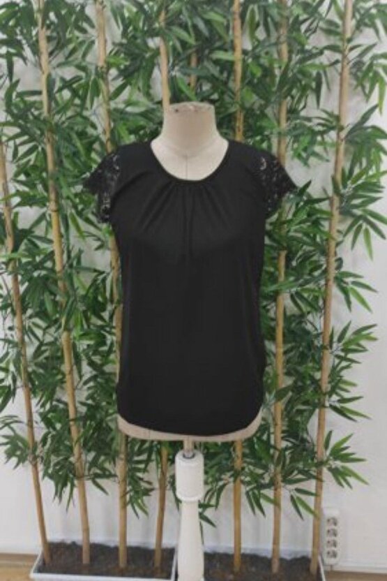 Dantel Kollu Bisiklet Yaka Sandy Bluz