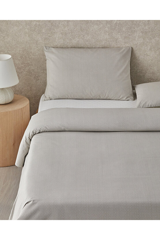 Flowing Stripes Kolay Ütülenir Tek Kişilik Nevresim Takımı 160x220 cm Bej