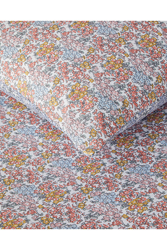 Crispy Bouquets Çift Taraflı Kolay Ütülenir Tek Kişilik Nevresim Takımı 160x220 cm Turuncu