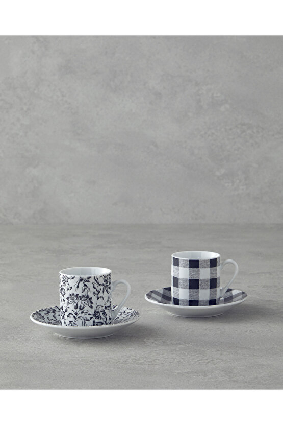 Peggy Porselen 4 Parça 2 Kişilik Kahve Fincan Takımı Siyah