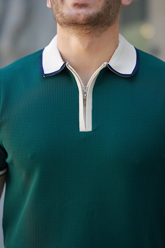 Gökyüzü Moda Erkek Renkli Yaka Kısa Kollu Tişört