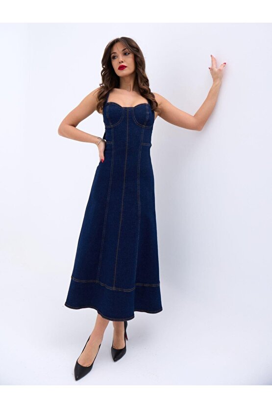 7090 KOT ELBİSE-MAVİ