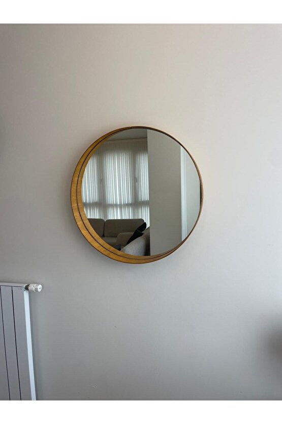 80 cm Meşe Ahşap Çerçeveli Dekoratif Kavis Ayna