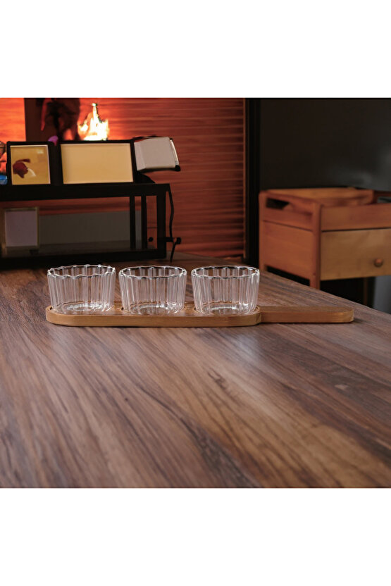 Akasya Tabanlı Cam Kase Seti 3’lü – Şeffaf Cam, Şık Sunum & Mutfak Düzeni