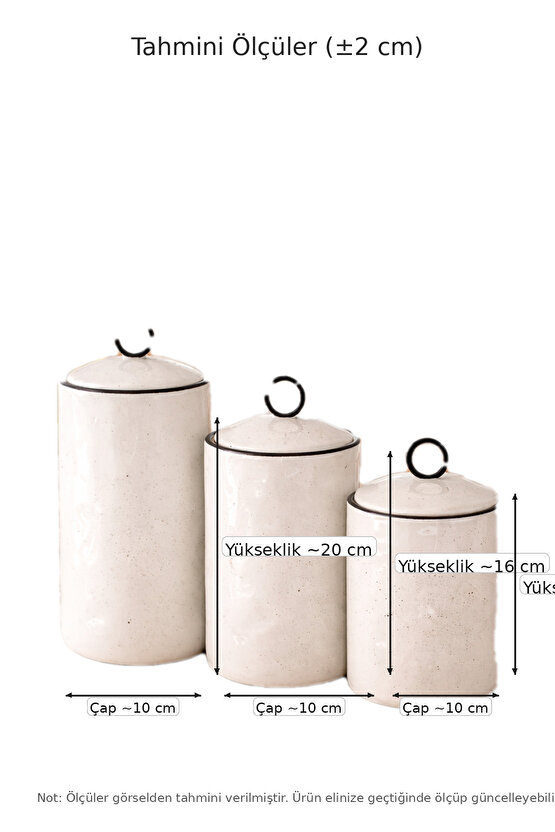 Porselen 3’lü Baharat Kavanozu Seti – Kapaklı, 3 Farklı Boy, Minimal Tasarım