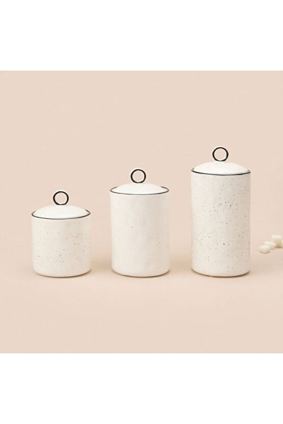 Mien 3lü Sıralı Baharatlık Takımı - Beyaz  Siyah