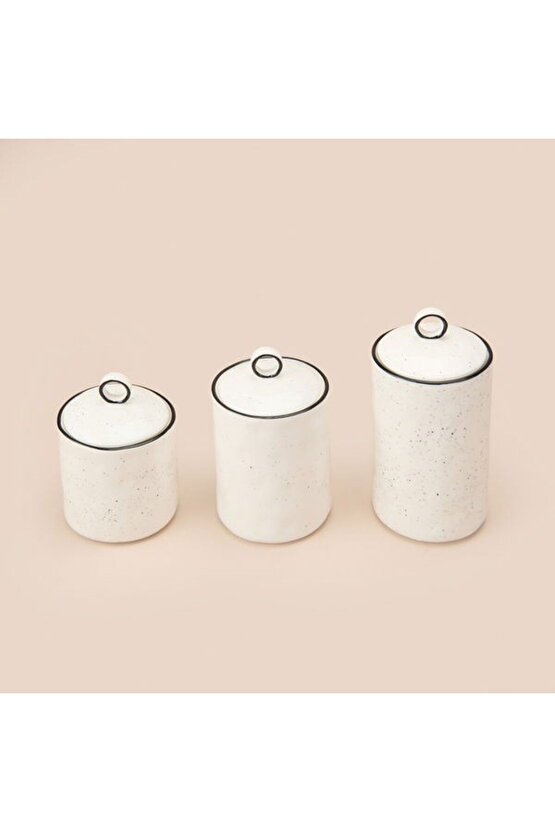 Mien 3lü Sıralı Baharatlık Takımı - Beyaz  Siyah