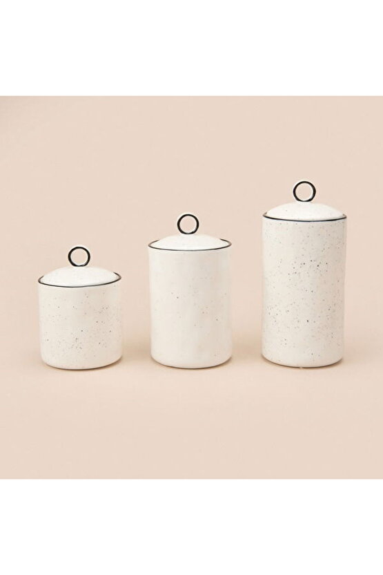 Mien 3lü Sıralı Baharatlık Takımı - Beyaz  Siyah