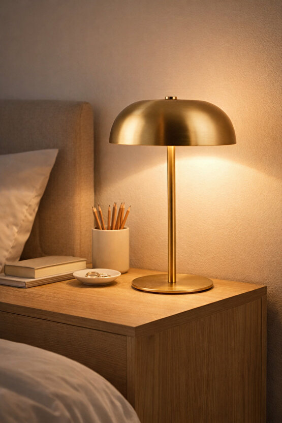 Dokunmatik Gold Masa Lambası Abajur – 21x15 cm Gece Lambası